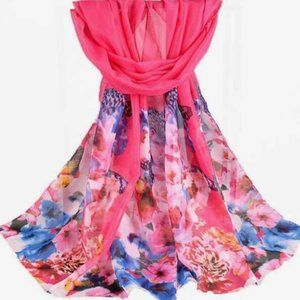 Hot Pink Floral Scarf